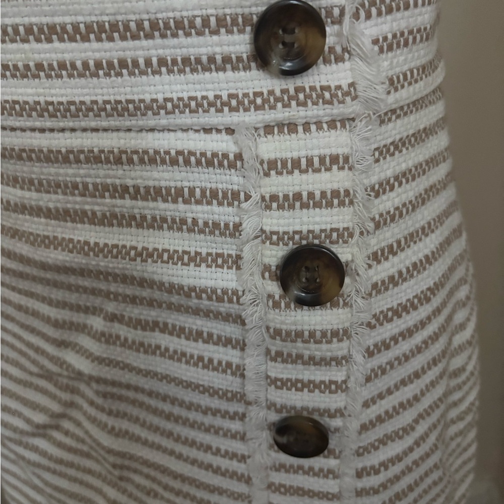 Ann Taylor Cream and Brown Striped Pencil Skirt - Picture 2 of 6